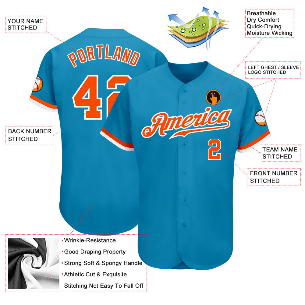 Custom Panther Blue Orange-White Authentic Baseball Jersey baseball jersey product view 3