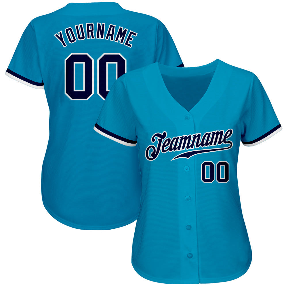 Custom Panther Blue Navy-White Authentic Baseball Jersey baseball jersey product view 2