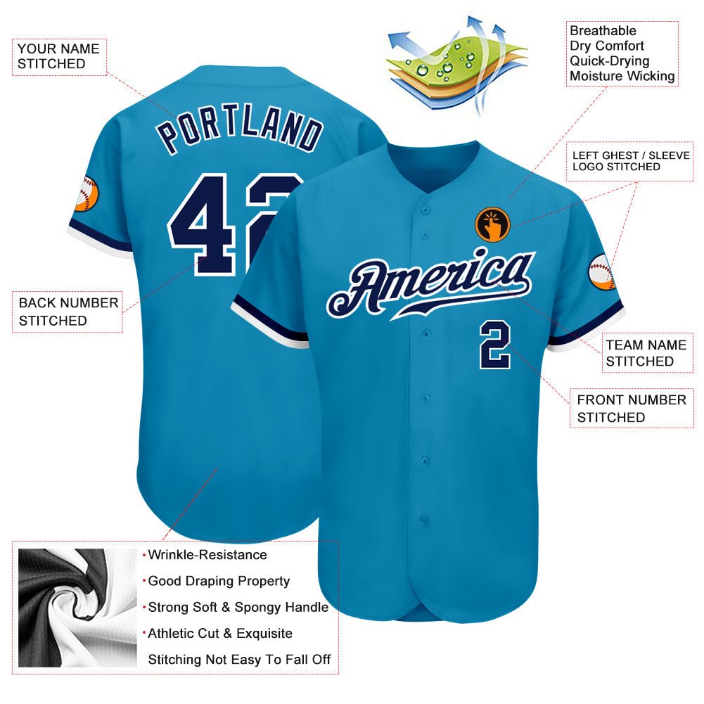 Custom Panther Blue Navy-White Authentic Baseball Jersey baseball jersey product view 3