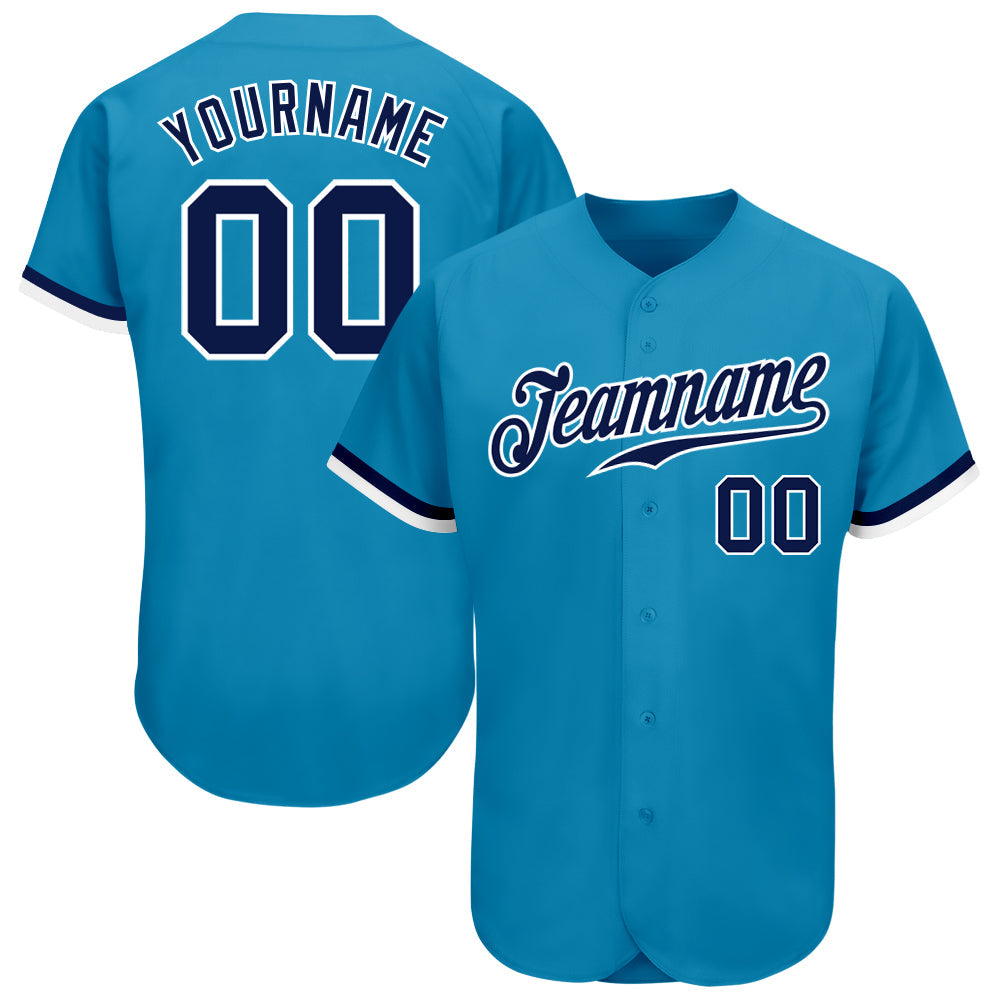 Custom Panther Blue Navy-White Authentic Baseball Jersey baseball jersey product view 1