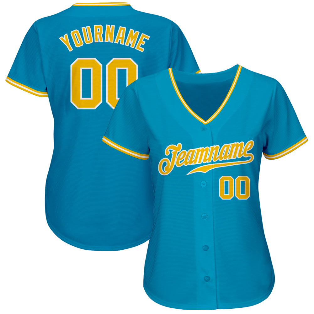 Custom Panther Blue Gold-White Authentic Baseball Jersey baseball jersey product view 2