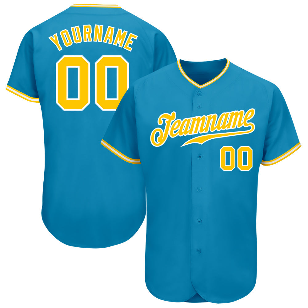 Custom Panther Blue Gold-White Authentic Baseball Jersey baseball jersey product view 1