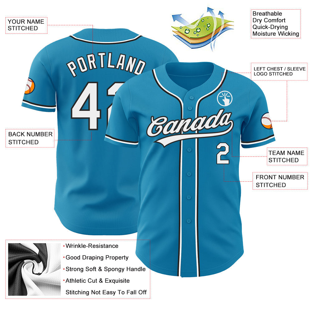 Custom Panther Blue White-Black Authentic Baseball Jersey baseball jersey product view 3