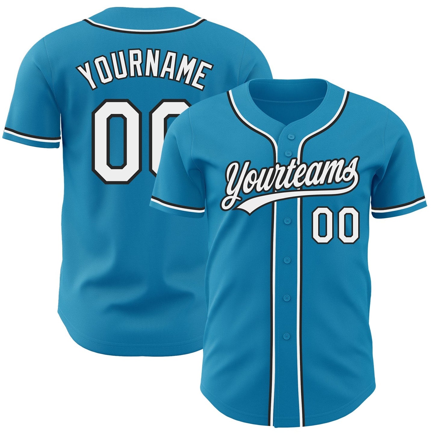 Custom Panther Blue White-Black Authentic Baseball Jersey baseball jersey product view 1