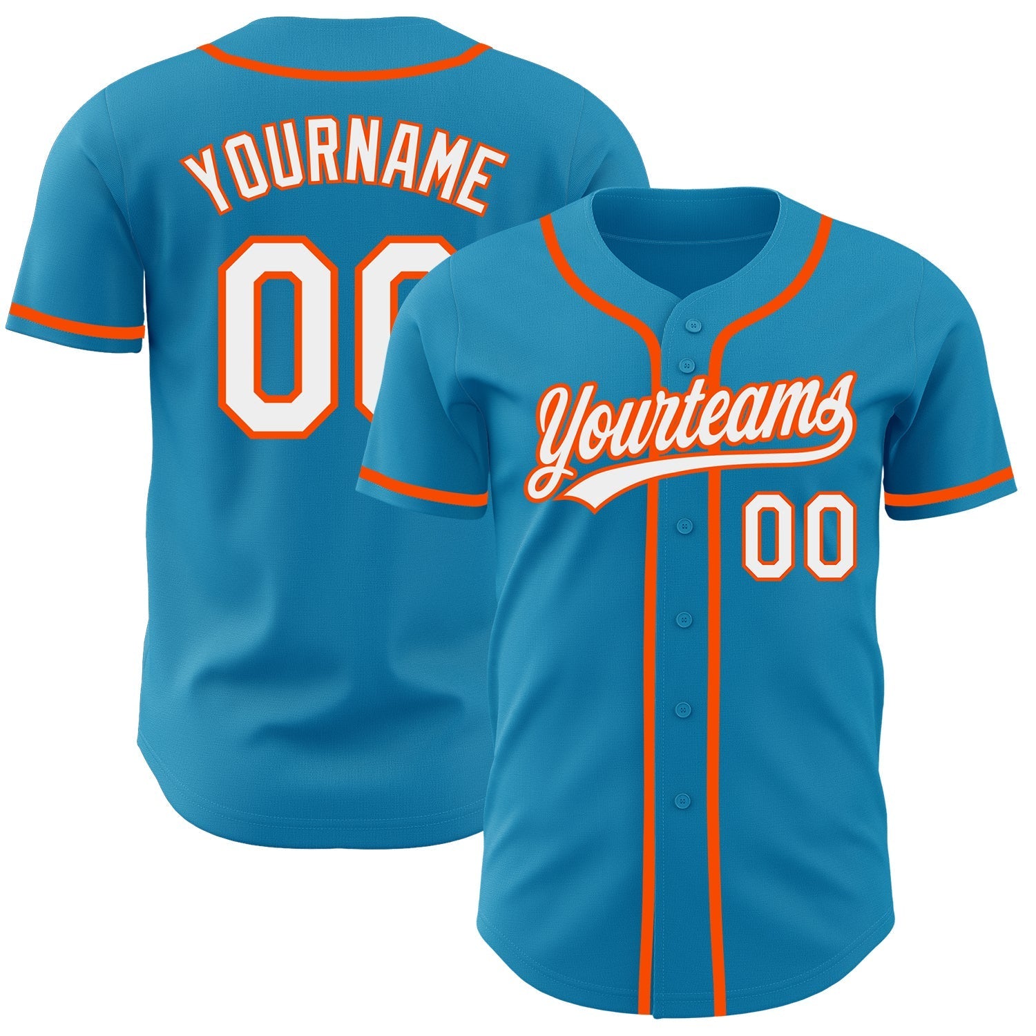 Custom Panther Blue White-Orange Authentic Baseball Jersey baseball jersey product view 1