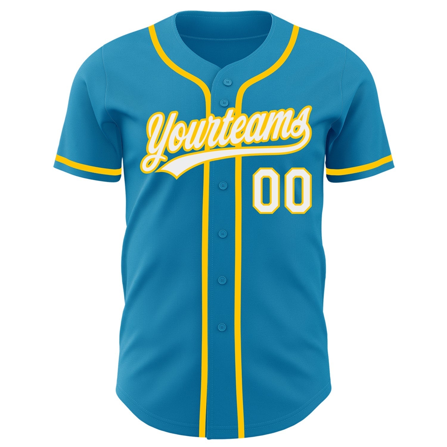 Custom Panther Blue White-Yellow Authentic Baseball Jersey baseball jersey product view 2