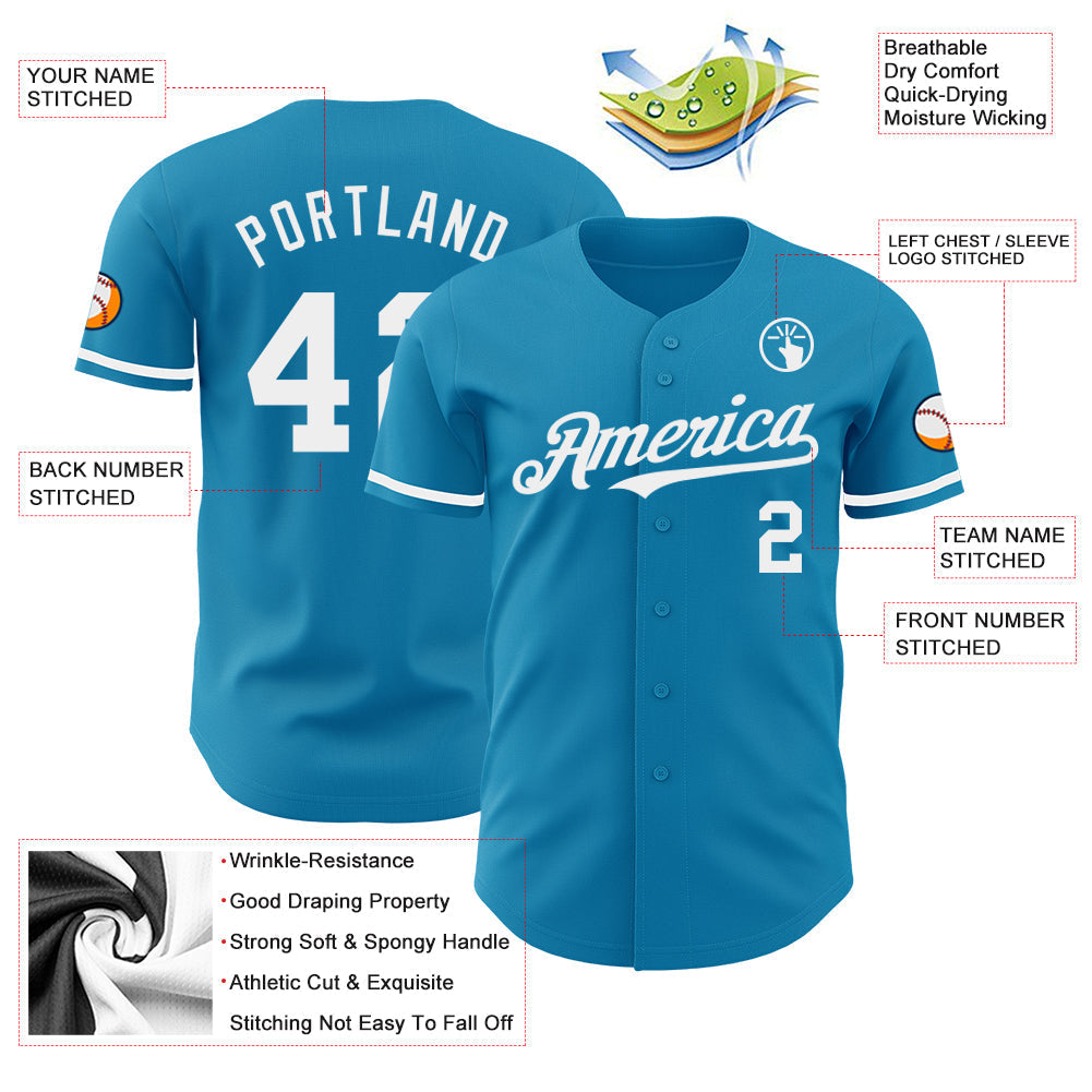 Custom Panther Blue White Authentic Baseball Jersey baseball jersey product view 3