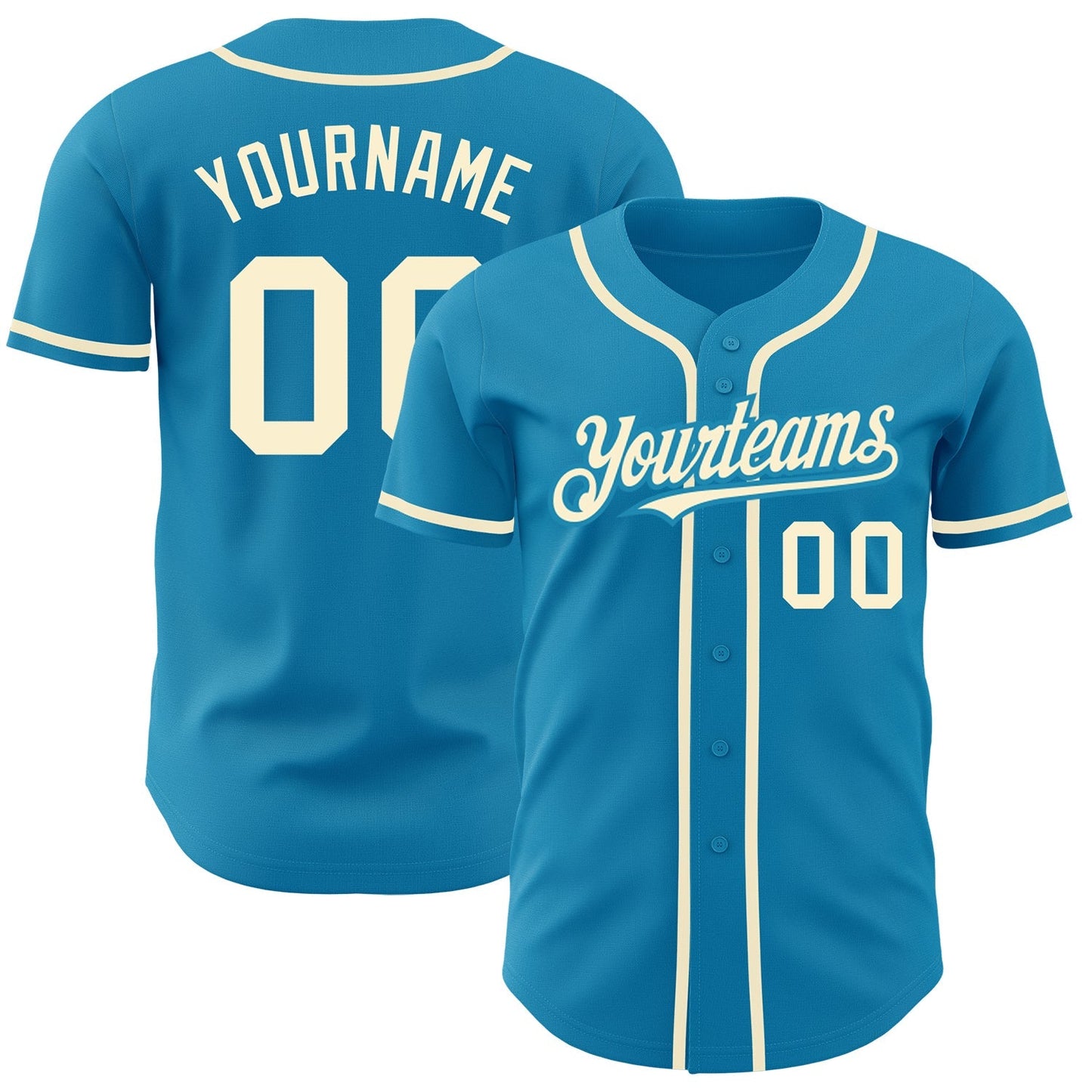 Custom Panther Blue Cream Authentic Baseball Jersey baseball jersey product view 1