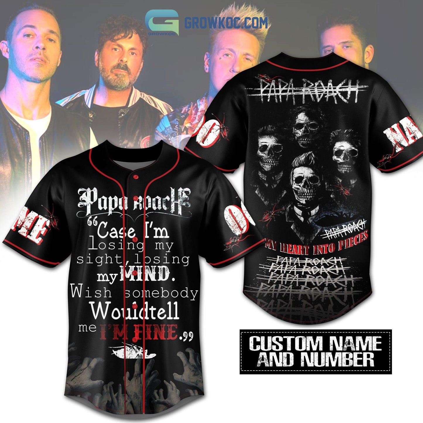 Papa Roach My Heart Into Pieces Personalized Baseball Jersey baseball jersey product view 1