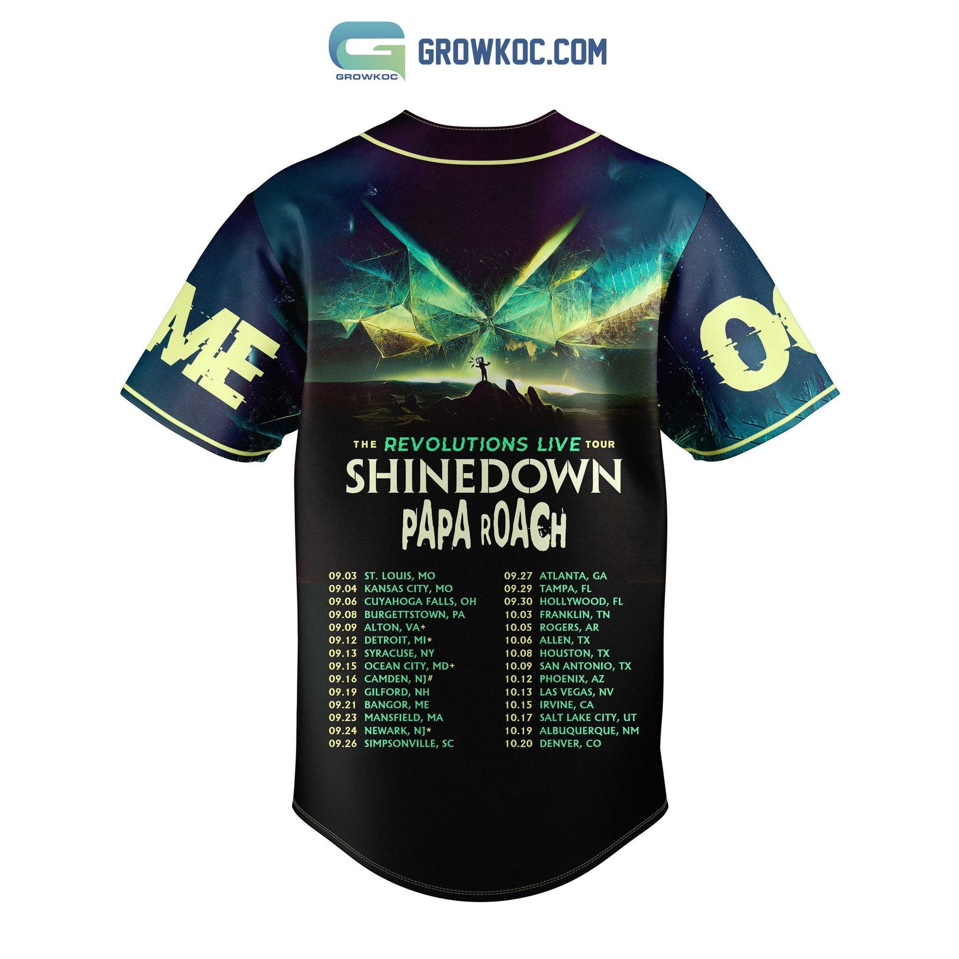 Papa Roach The Revolutions Live Tour Shinedown Personalized Baseball Jersey baseball jersey product view 3