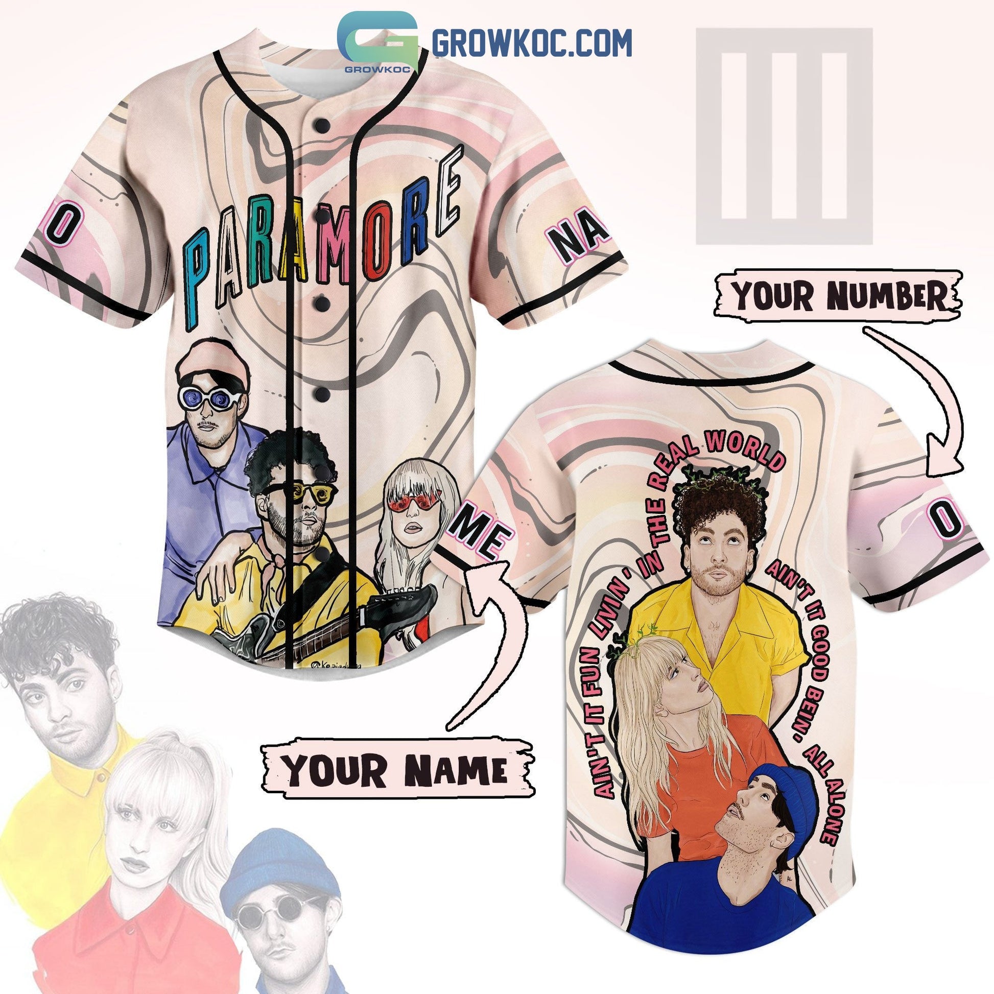 Paramore Ain’t It Fun Livin’ In The Real World Personalized Baseball Jersey baseball jersey product view 1