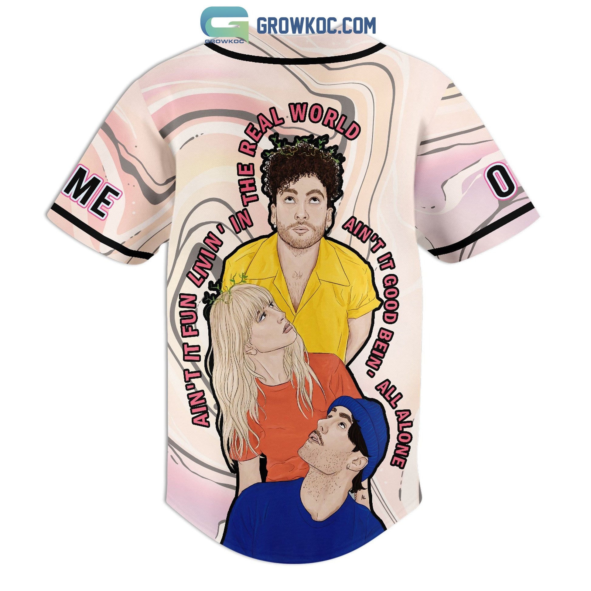 Paramore Ain’t It Fun Livin’ In The Real World Personalized Baseball Jersey baseball jersey product view 3