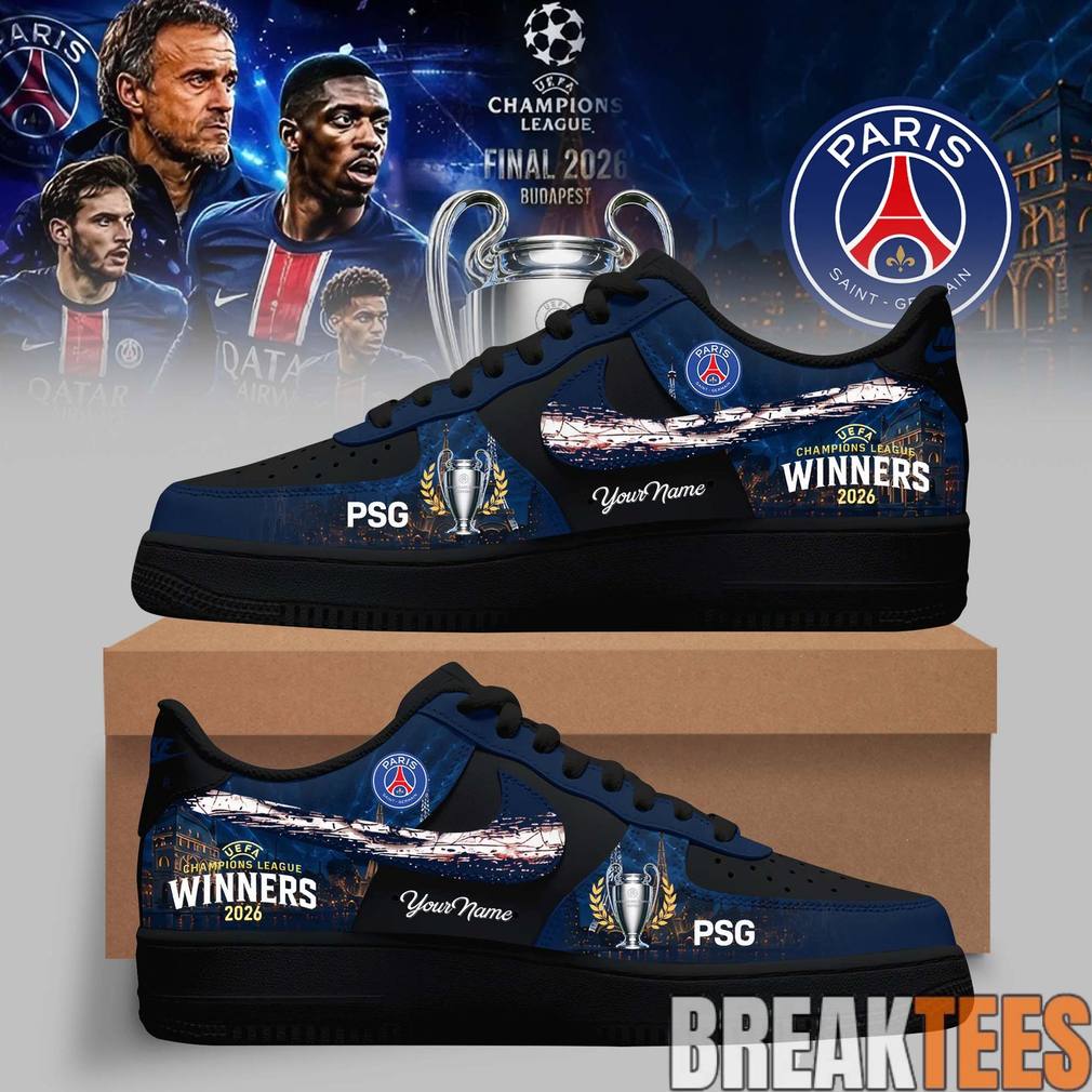 Paris Saint-Germain UEFA Champions League Winners 2026 Edition Custom AF1 Shoes Unisex T-shirt, Sweatshirt, Hoodie, Long Sleeve Tee - T-Shirt, Sweatshirt, Hoodie