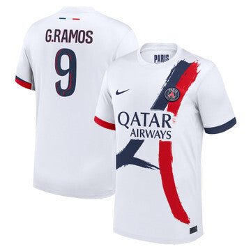 Paris #9 Gonçalo Ramos Saint-Germain 202425 Away Men Jersey - White Soccer Jersey sports jersey product view 1
