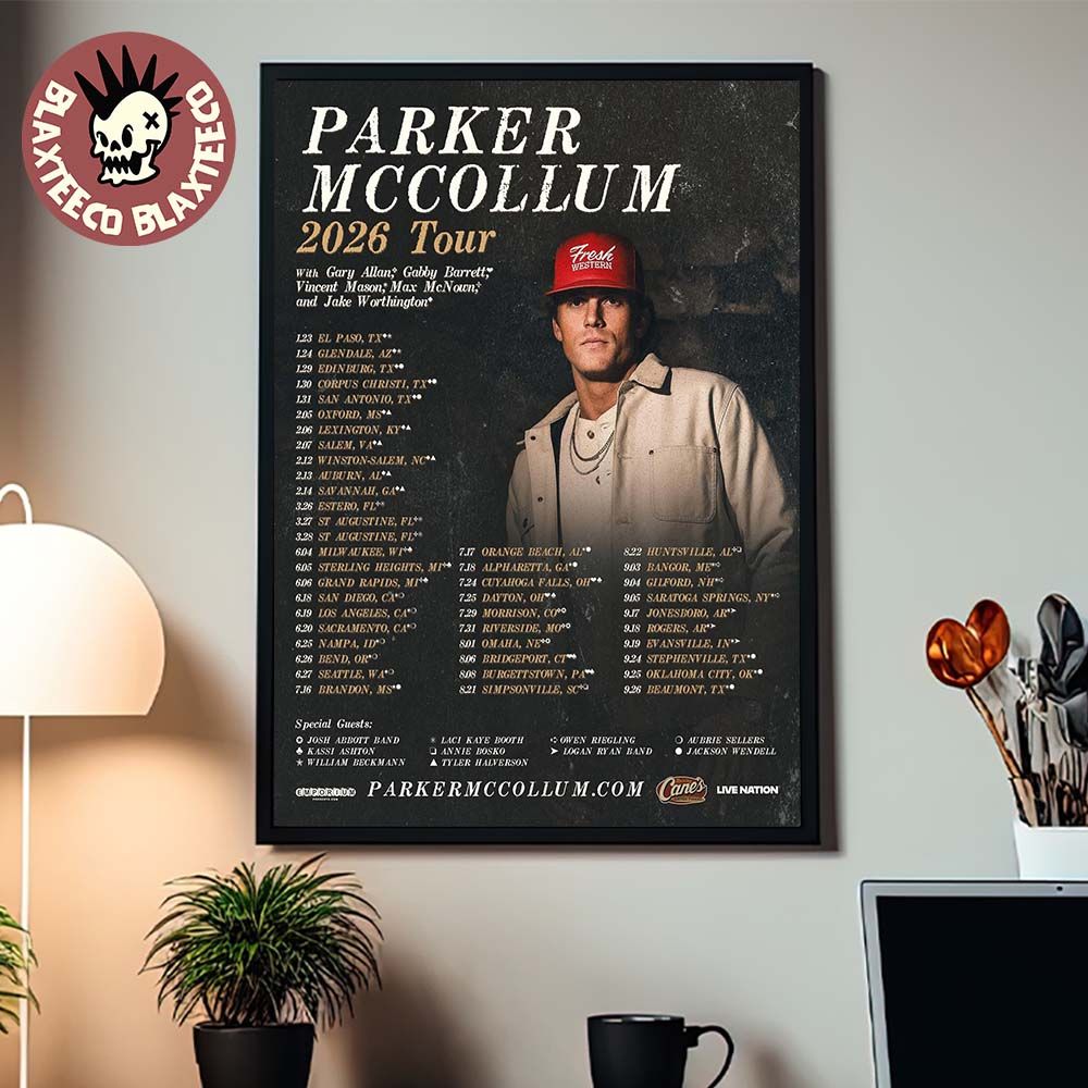 Parker McCollum 2026 Tour North America Schedule Dates Home Decor Poster Canvas Unisex T-shirt, Sweatshirt, Hoodie, Long Sleeve Tee - T-Shirt, Sweatshirt, Hoodie