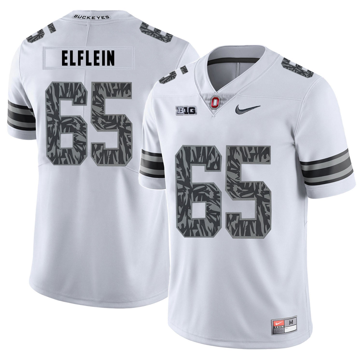 Pat Elflein 65 Pattern White College Football Jersey football jersey product view 1