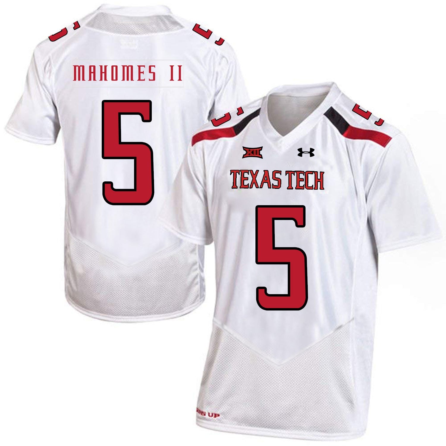 Patrick Mahomes II 5 White College Football Jersey football jersey product view 1
