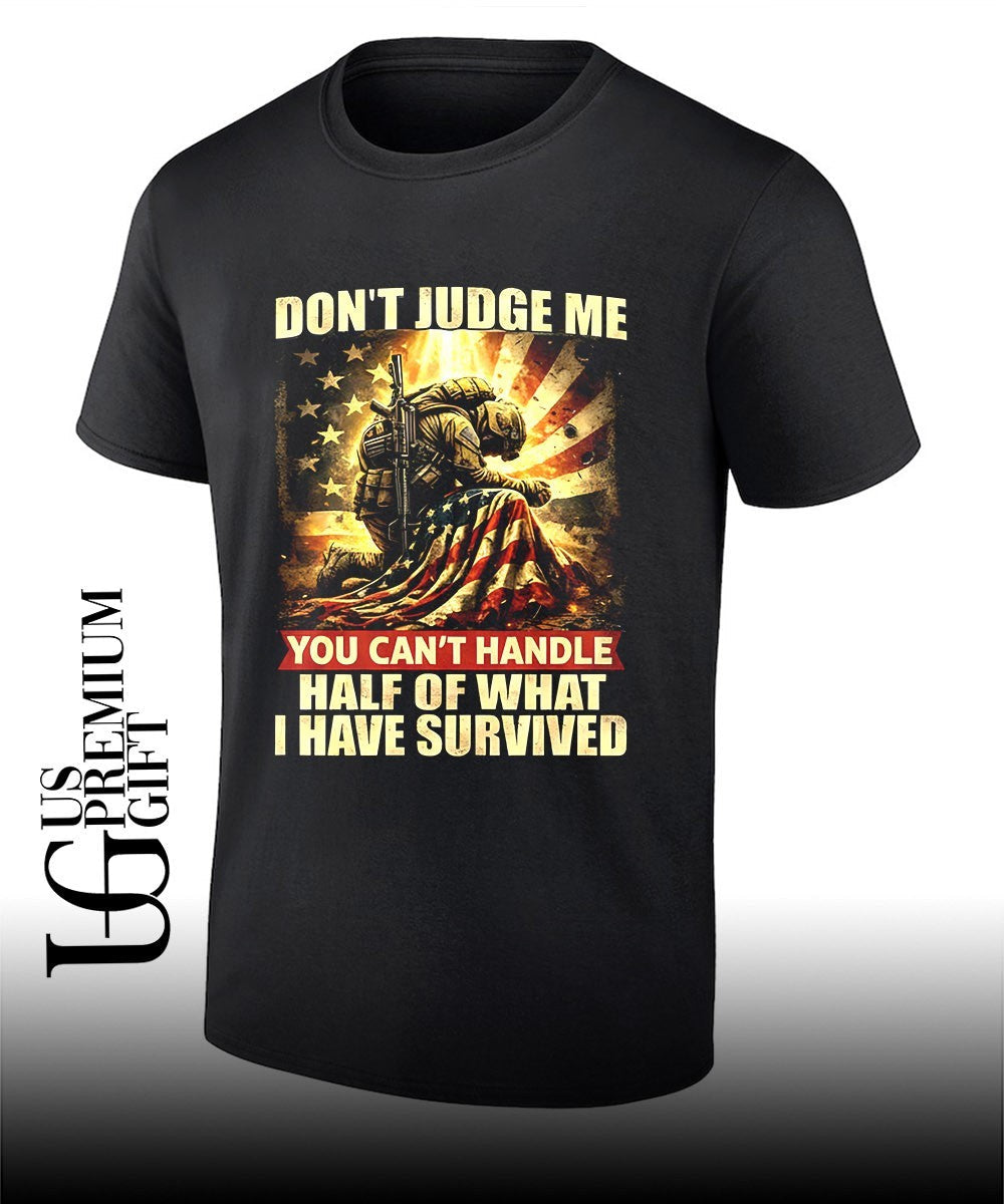 Patriotic Veteran dont Judge me American Flag shirt Unisex T-shirt, Sweatshirt, Hoodie, Long Sleeve Tee - T-Shirt, Sweatshirt, Hoodie