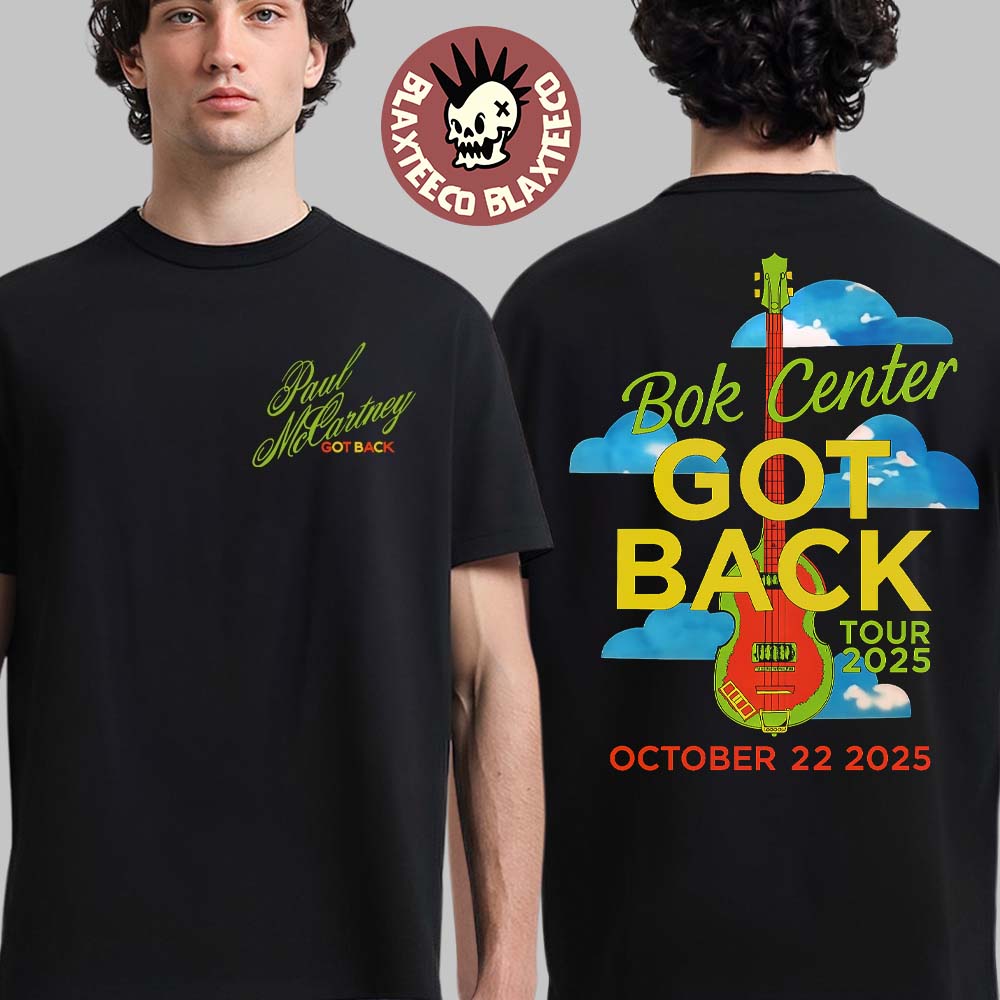 Paul McCartney Bok Center Tulsa 2025 Venue Tee On October 22 2025 Got Back Tour 2025 Guitar Black T-Shirt - T-Shirt, Sweatshirt, Hoodie
