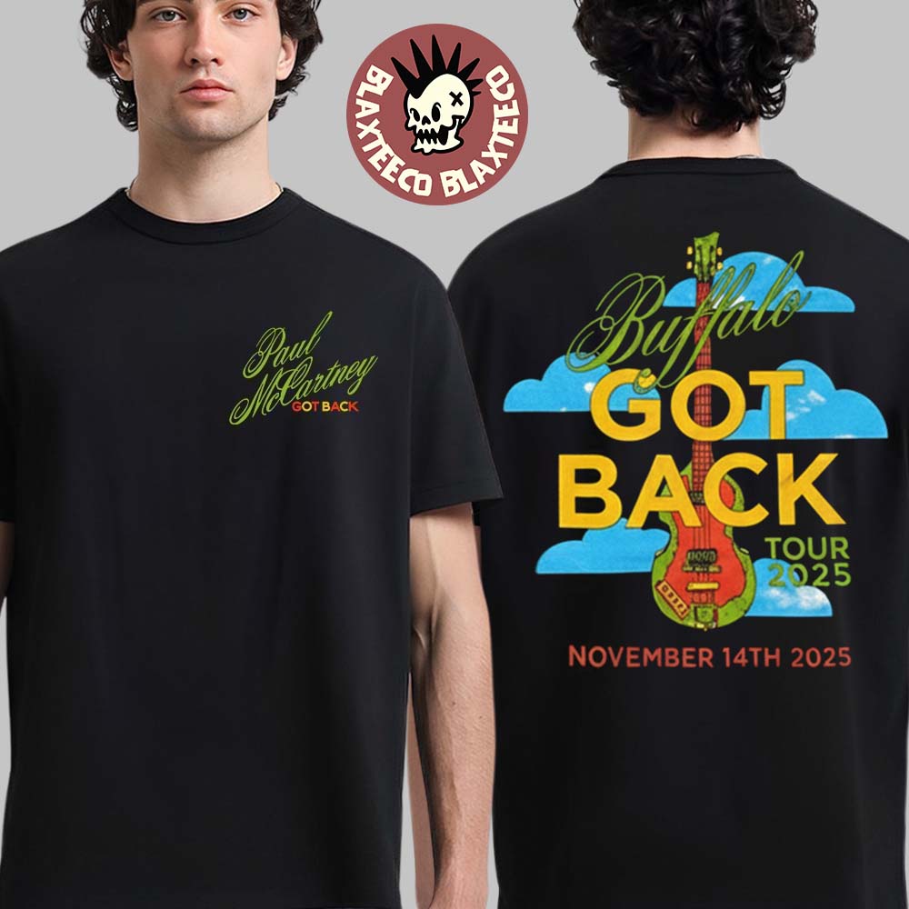 Paul McCartney Buffalo New York 2025 Venue Tee Keybank Center On November 14 2025 Got Back Tour 2025 Guitar Black T-Shirt - T-Shirt, Sweatshirt, Hoodie