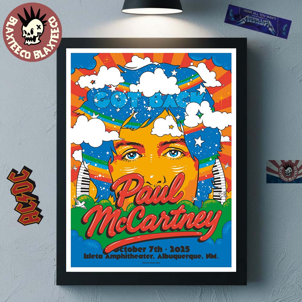 Paul McCartney Got Back 25 Albuquerque New Mexico 2025 Event Poster At Isleta Amphitheater On October 7 2025 Poster Canvas - T-Shirt, Sweatshirt, Hoodie