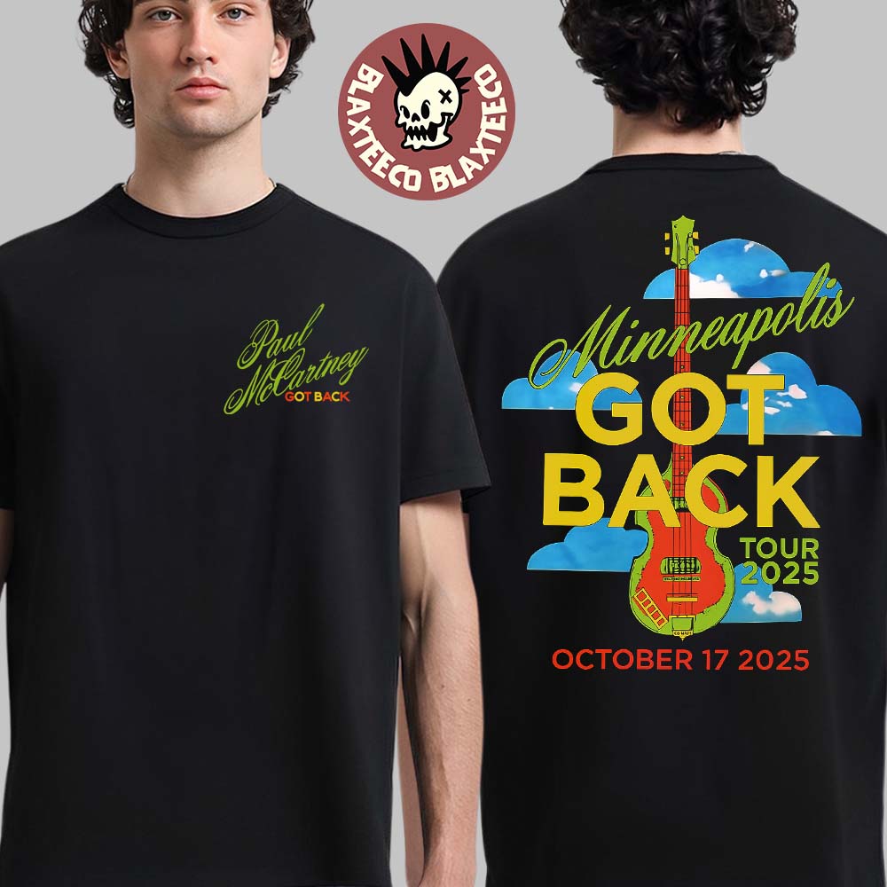 Paul McCartney Minneapolis 2025 Venue Tee At US Bank Stadium On October 17 2025 Got Back Tour 25 Guitar Black T-Shirt - T-Shirt, Sweatshirt, Hoodie