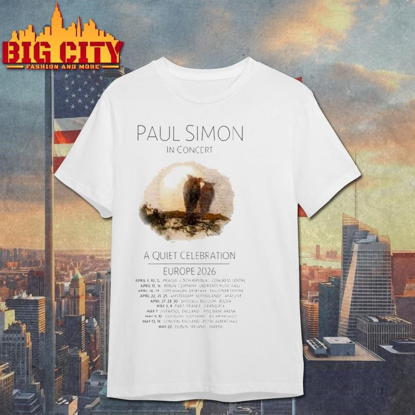 Paul Simon A Quiet Celebration Europe 2026 Tour Shirt Unisex T-shirt, Sweatshirt, Hoodie, Long Sleeve Tee - T-Shirt, Sweatshirt, Hoodie