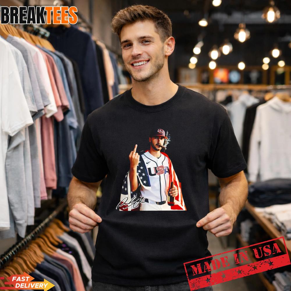 Bold Paul Skenes USA Baseball Smoking And Middle Finger T-Shirt Unisex T-shirt, Sweatshirt, Hoodie, Long Sleeve Tee - T-Shirt, Sweatshirt, Hoodie