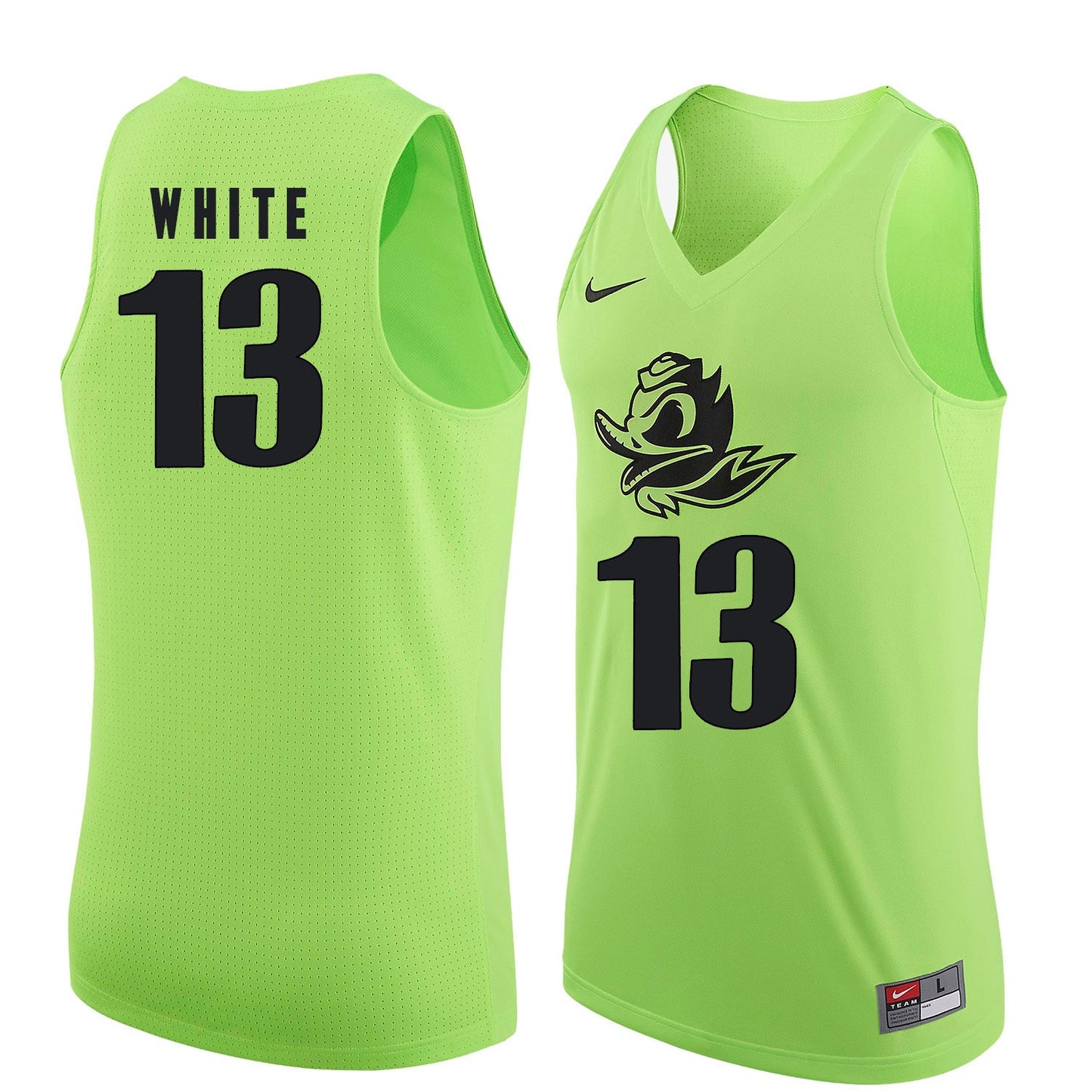 Paul White 13 Neon Green College Football Jersey football jersey product view 1