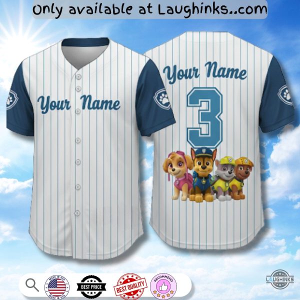 Paw Patrol Birthday Baseball Jersey Shirt Custom Name And Number baseball jersey product view 1