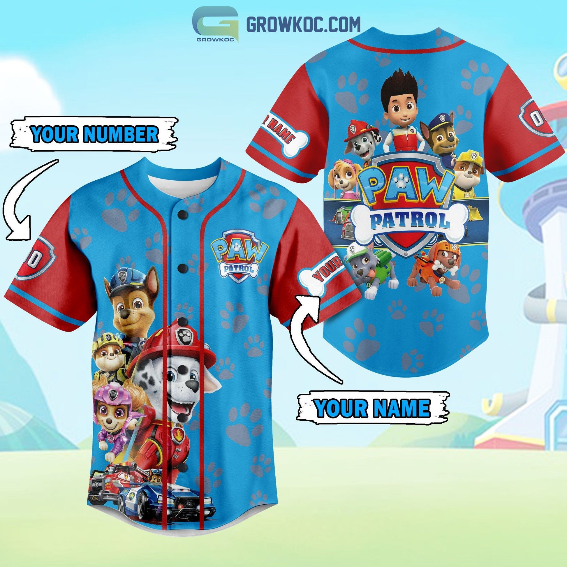 Paw Patrol Cartoon Personalized Baseball Jersey baseball jersey product view 1