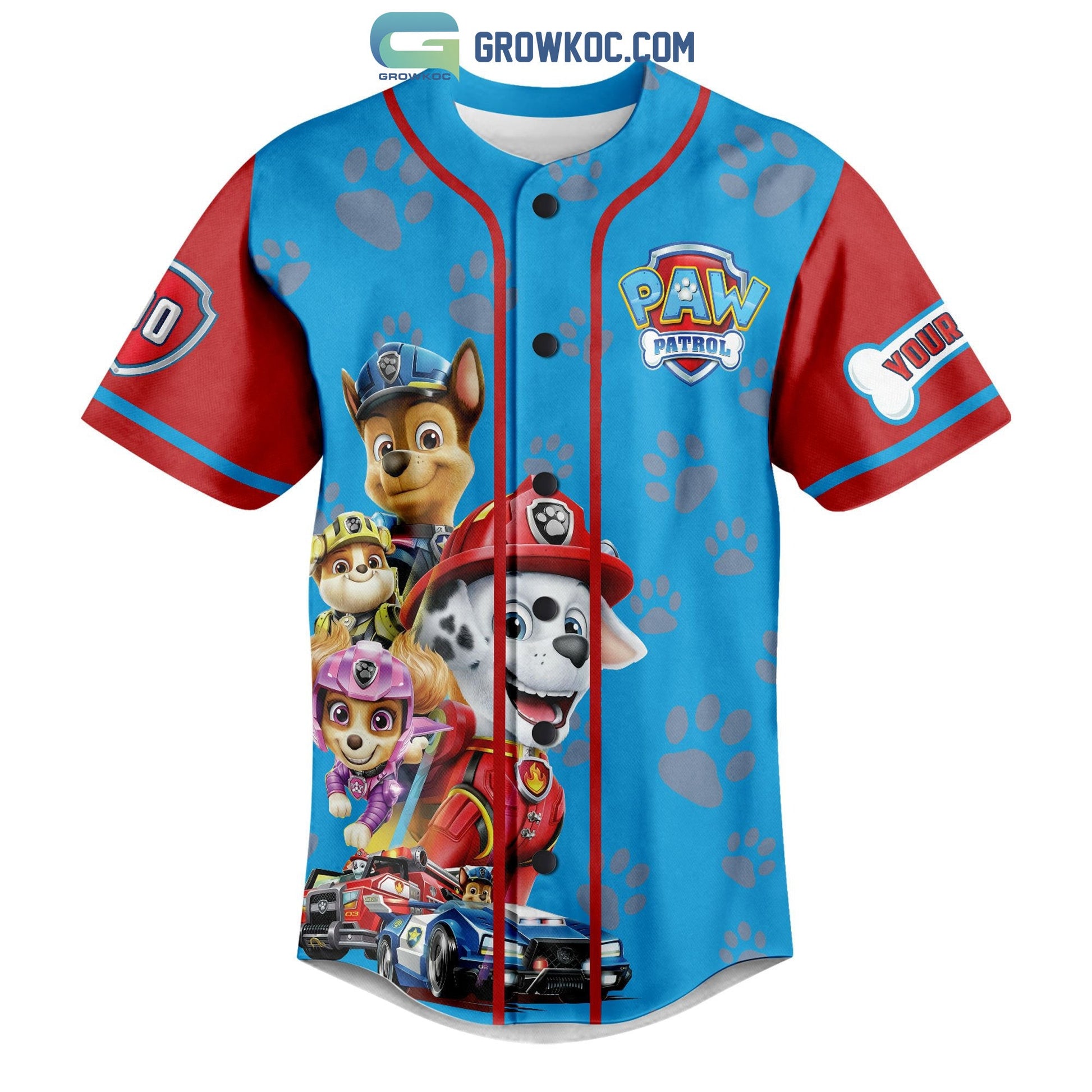 Paw Patrol Cartoon Personalized Baseball Jersey baseball jersey product view 2