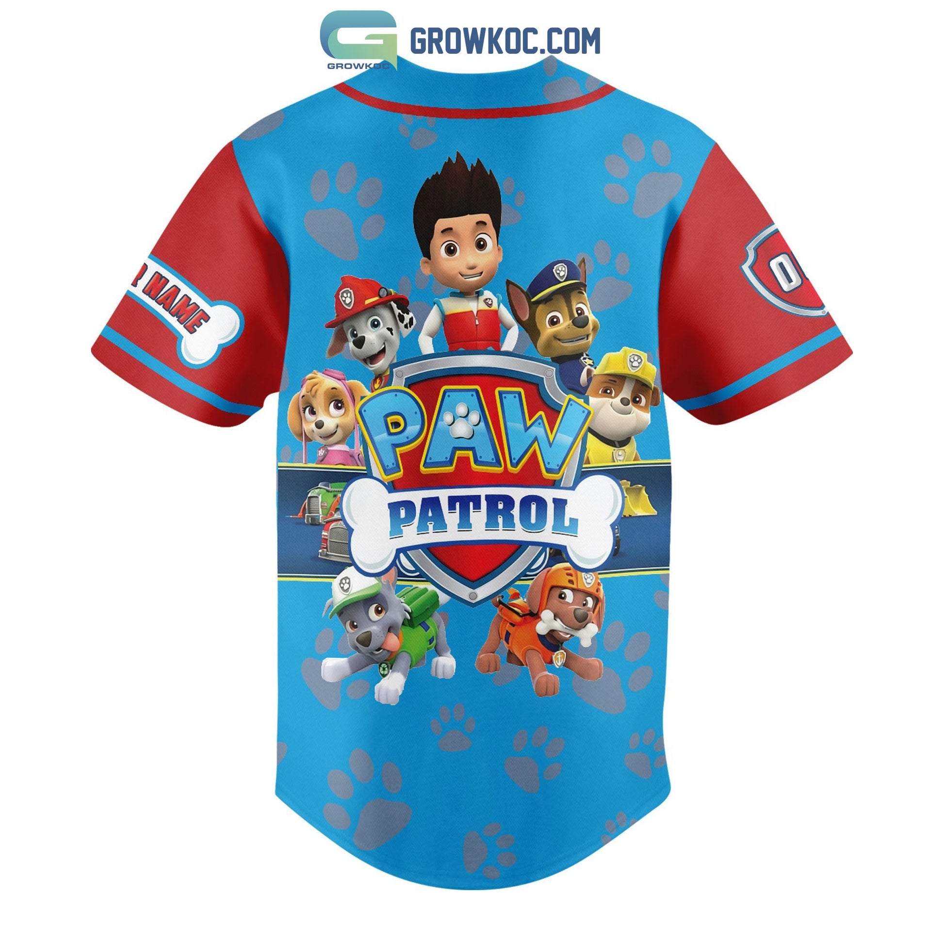 Paw Patrol Cartoon Personalized Baseball Jersey baseball jersey product view 3