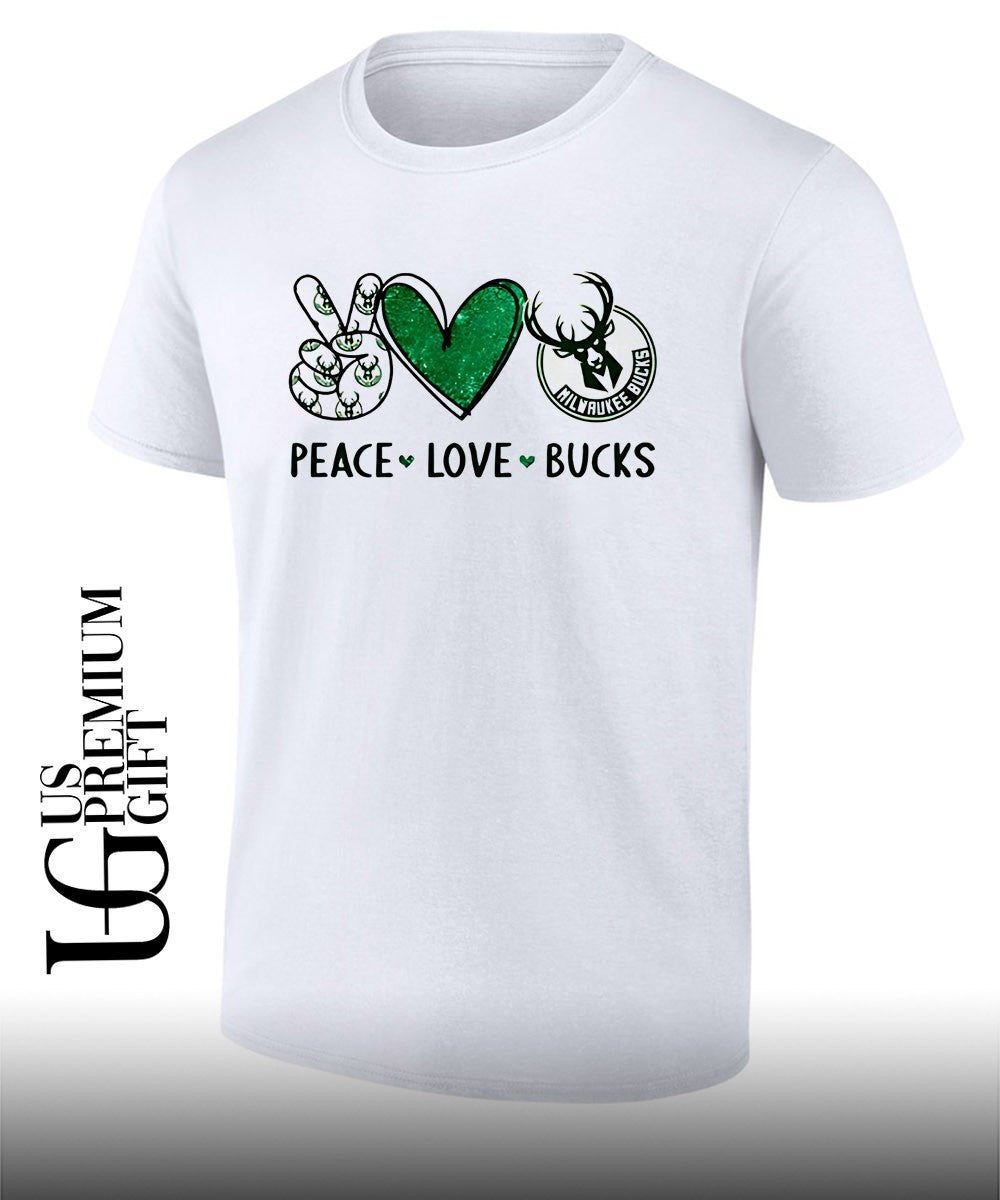 Peace Love Milwaukee Bucks NBA shirt Unisex T-shirt, Sweatshirt, Hoodie, Long Sleeve Tee - T-Shirt, Sweatshirt, Hoodie
