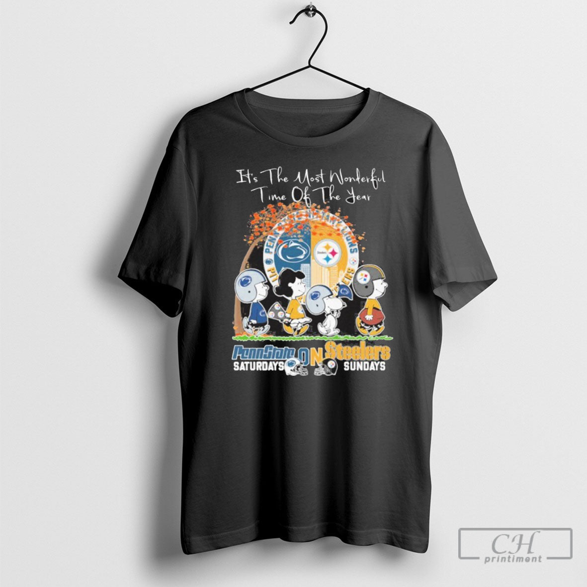 Peanuts Its The Most Wonderful Time Of The Year Penn State Saturday On Steelers Sundays Unisex T-shirt, Sweatshirt, Hoodie, Long Sleeve Tee - T-Shirt, Sweatshirt, Hoodie