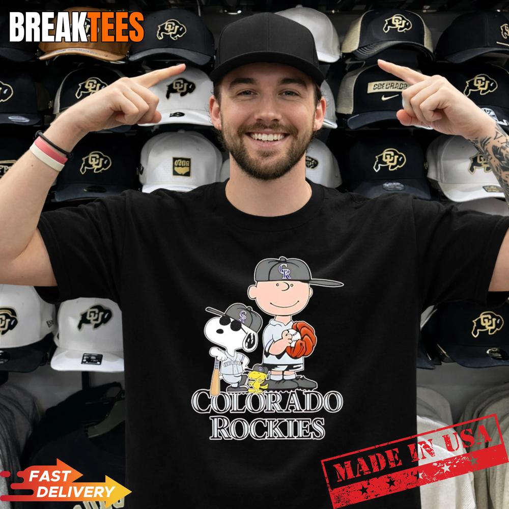 Peanuts characters x Colorado Rockies Baseball MLB 2026 cartoon Shirt Unisex T-shirt, Sweatshirt, Hoodie, Long Sleeve Tee - T-Shirt, Sweatshirt, Hoodie
