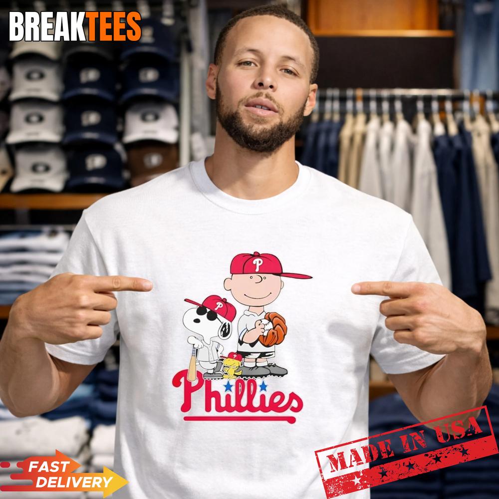 Peanuts characters x Philadelphia Phillies MLB 2026 cartoon Shirt Unisex T-shirt, Sweatshirt, Hoodie, Long Sleeve Tee - T-Shirt, Sweatshirt, Hoodie