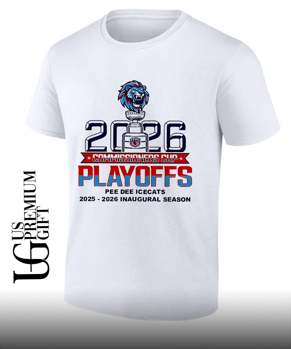 Pee Dee IceCats 2025-2026 Inaugural Season Commissioners Cup Playoffs shirt Unisex T-shirt, Sweatshirt, Hoodie, Long Sleeve Tee - T-Shirt, Sweatshirt, Hoodie