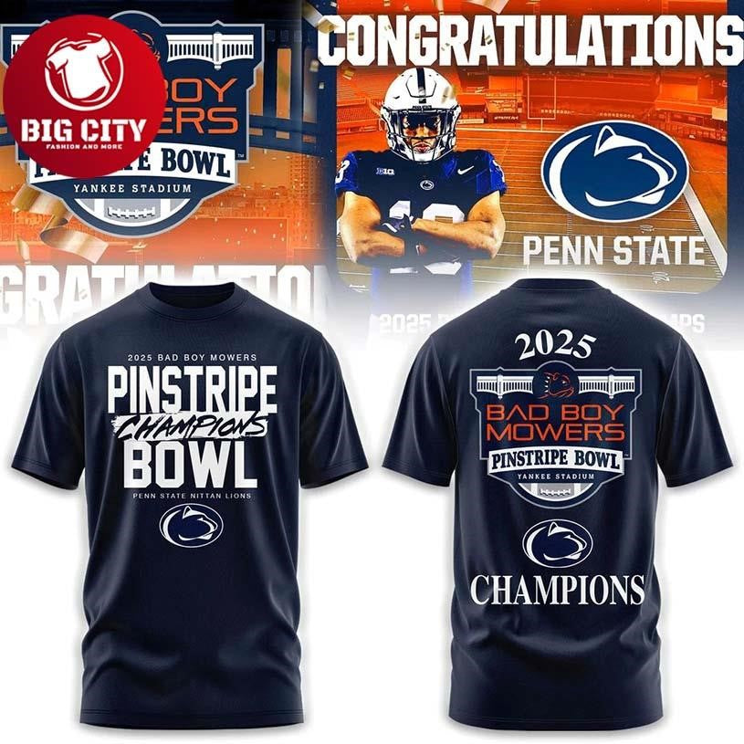 Penn State 2025 Pinstripe Bowl Champions Edition Two Sided Shirt Unisex T-shirt, Sweatshirt, Hoodie, Long Sleeve Tee - T-Shirt, Sweatshirt, Hoodie