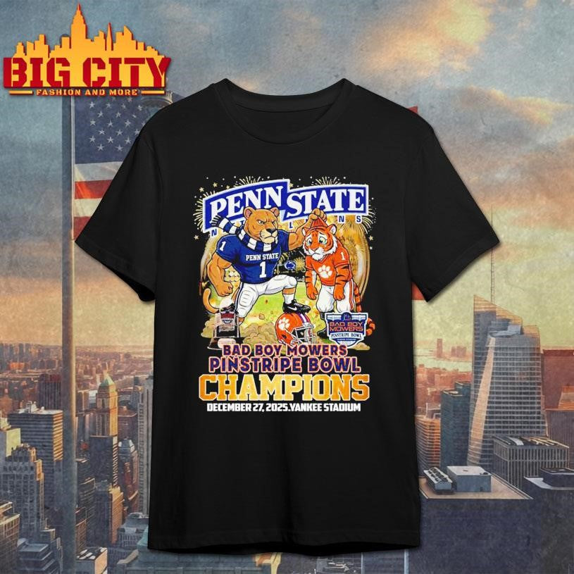 Penn State Nittany Lions 2025 Dad Boy Mowers Pinstripe Bowl Champions Vintage Shirt Unisex T-shirt, Sweatshirt, Hoodie, Long Sleeve Tee - T-Shirt, Sweatshirt, Hoodie