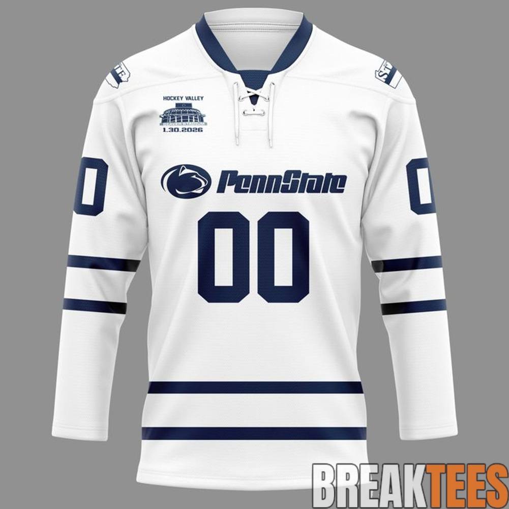 Penn State Nittany Lions 2026 Beaver Stadium Game Hockey Jersey – White hockey jersey product view 2