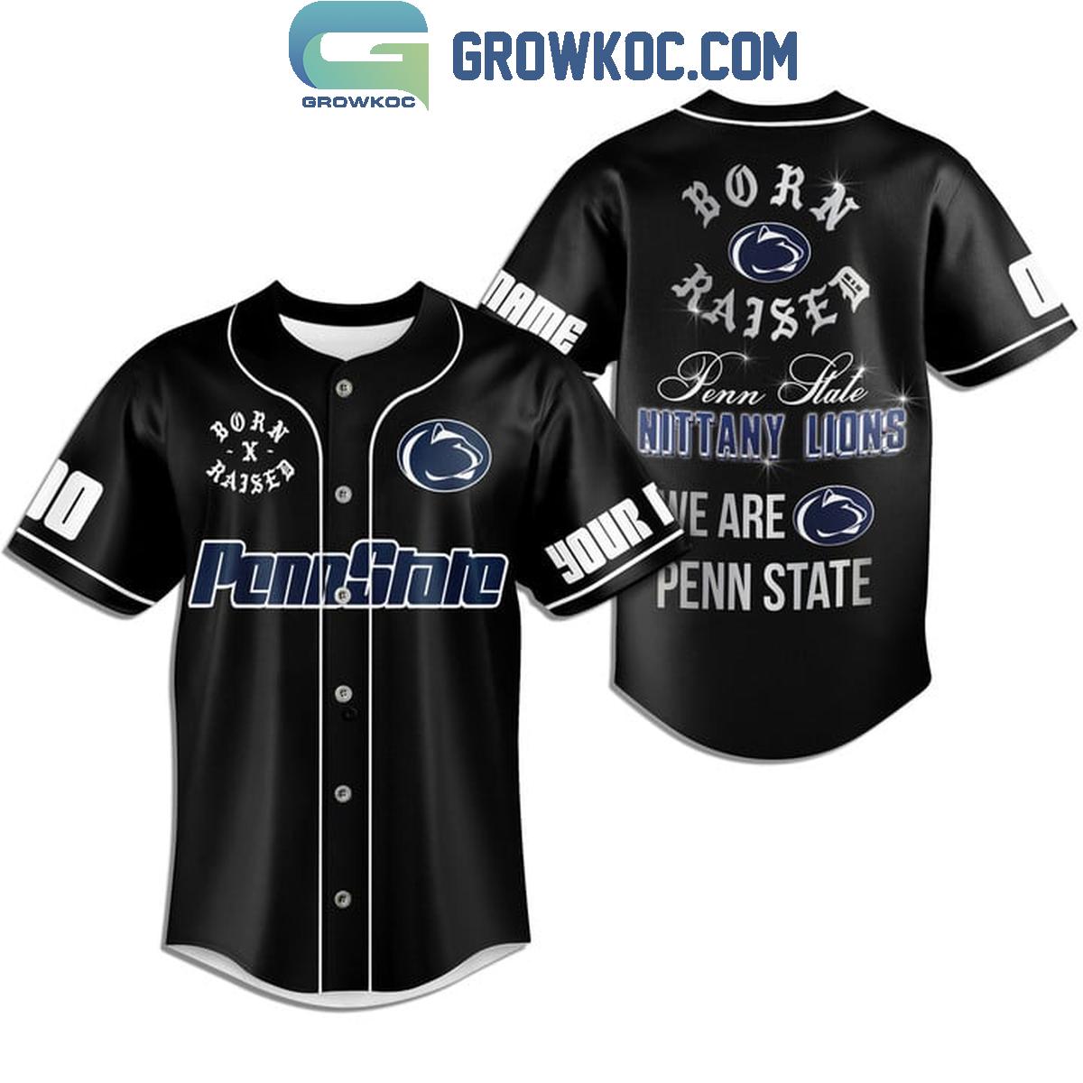 Penn State Nittany Lions Born Raised Penn State Personalized Baseball Jersey Black baseball jersey product view 1