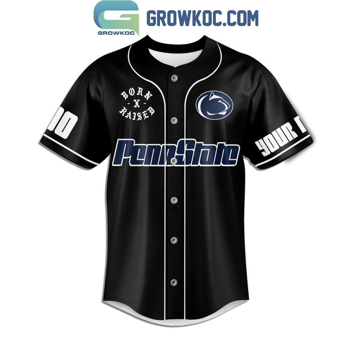 Penn State Nittany Lions Born Raised Penn State Personalized Baseball Jersey Black baseball jersey product view 2