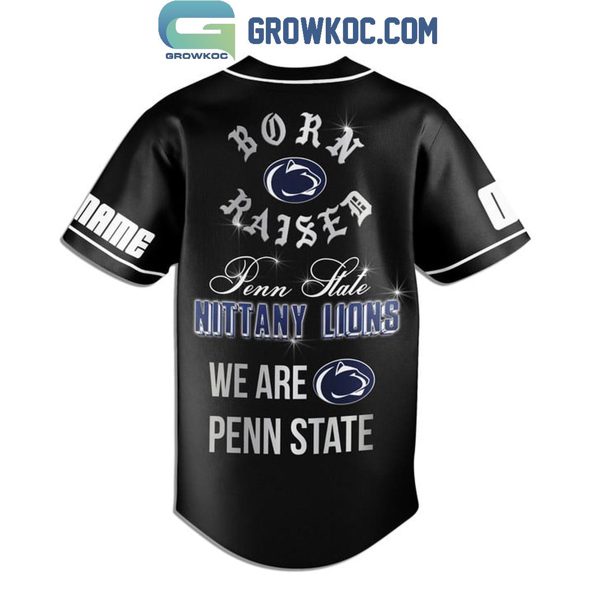 Penn State Nittany Lions Born Raised Penn State Personalized Baseball Jersey Black baseball jersey product view 3