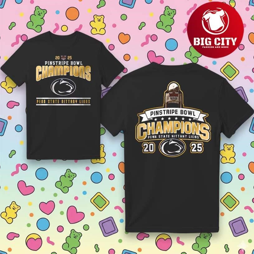 Penn State Pinstripe Bowl Champions 2025 Two Sided Shirt Unisex T-shirt, Sweatshirt, Hoodie, Long Sleeve Tee - T-Shirt, Sweatshirt, Hoodie