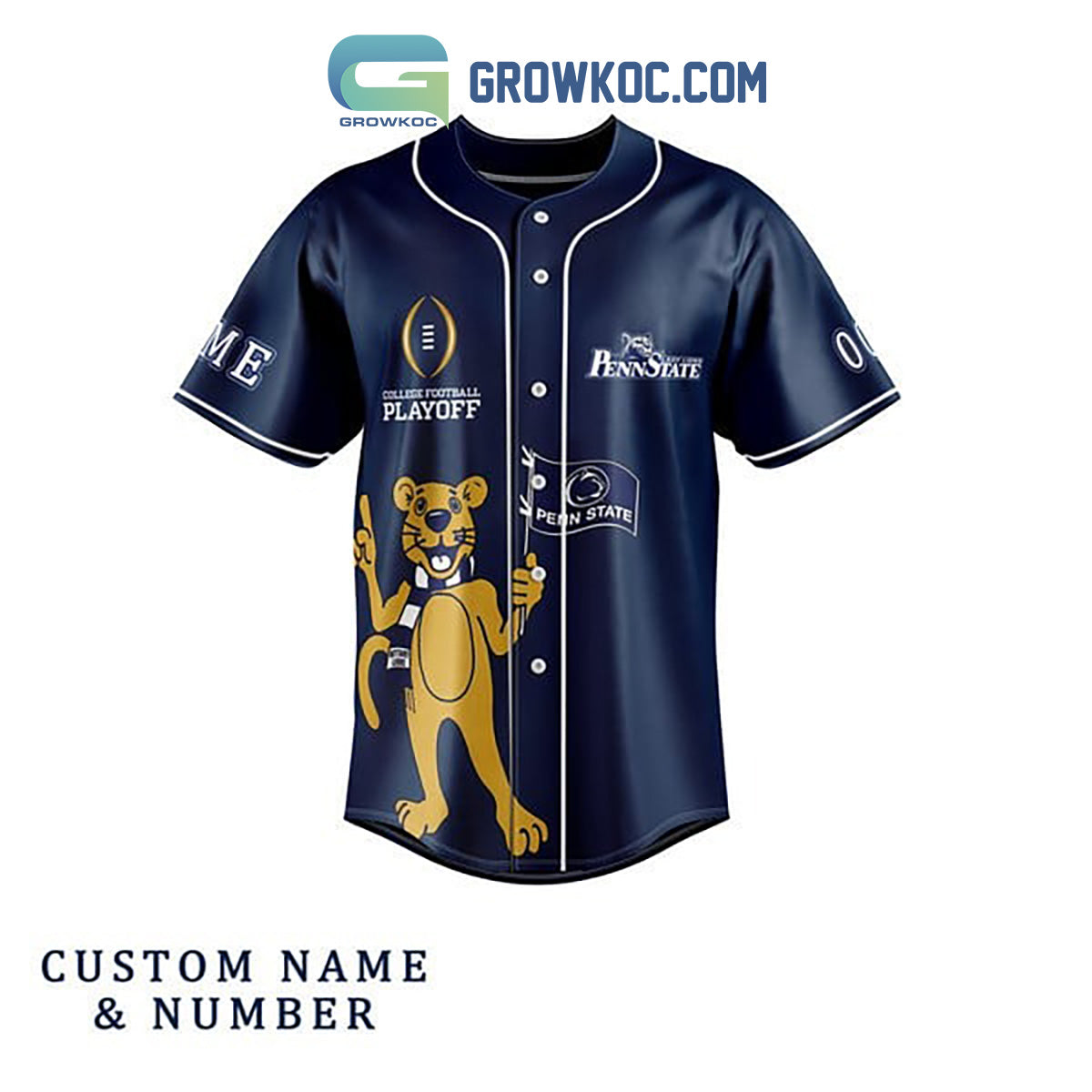 Penn State Nittany Lions Chick-fil-APeach Bowl Personalized Baseball Jersey Navy baseball jersey product view 2