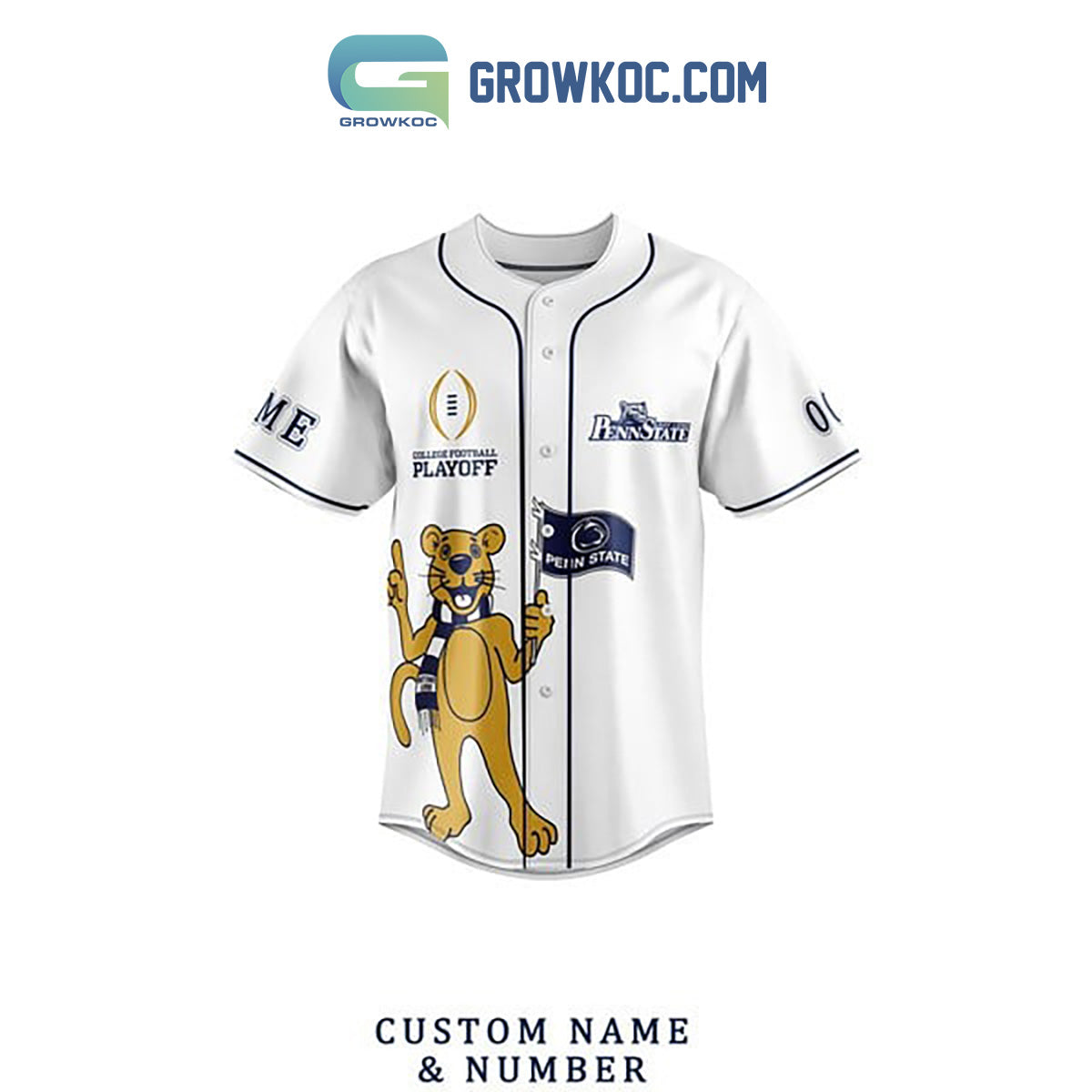 Penn State Nittany Lions Chick-fil-APeach Bowl Personalized Baseball Jersey White baseball jersey product view 3