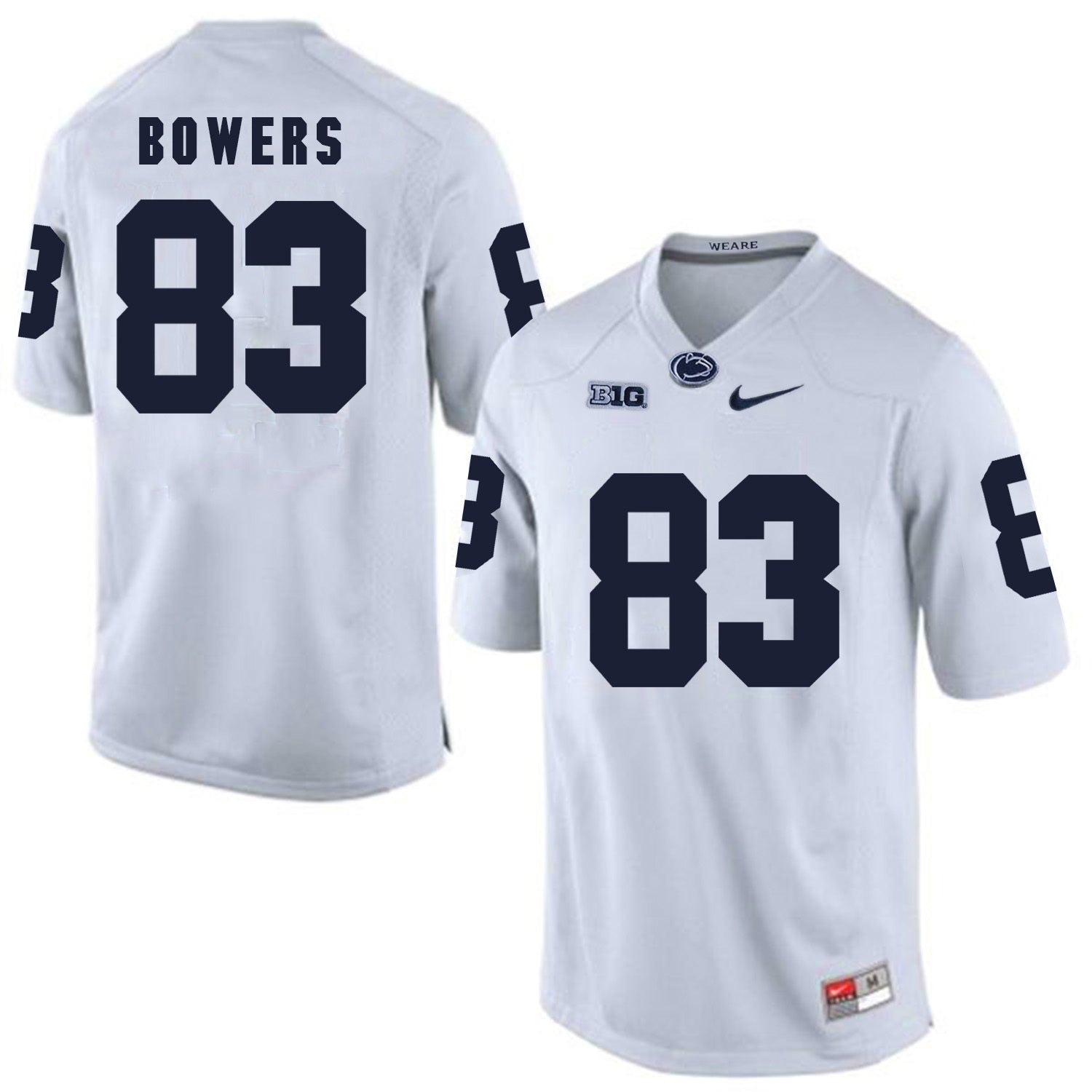Penn State BOWERS 83 White College Football Jersey football jersey product view 1