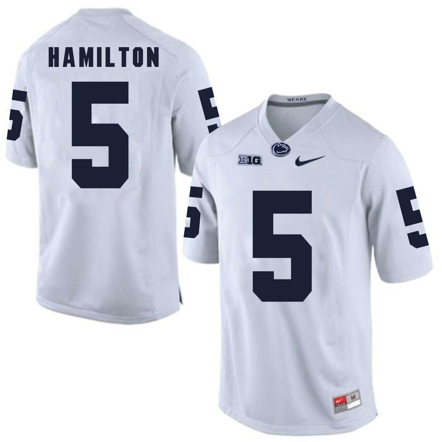 Penn State DaeSean Hamilton 5 White College Football Jersey football jersey product view 1