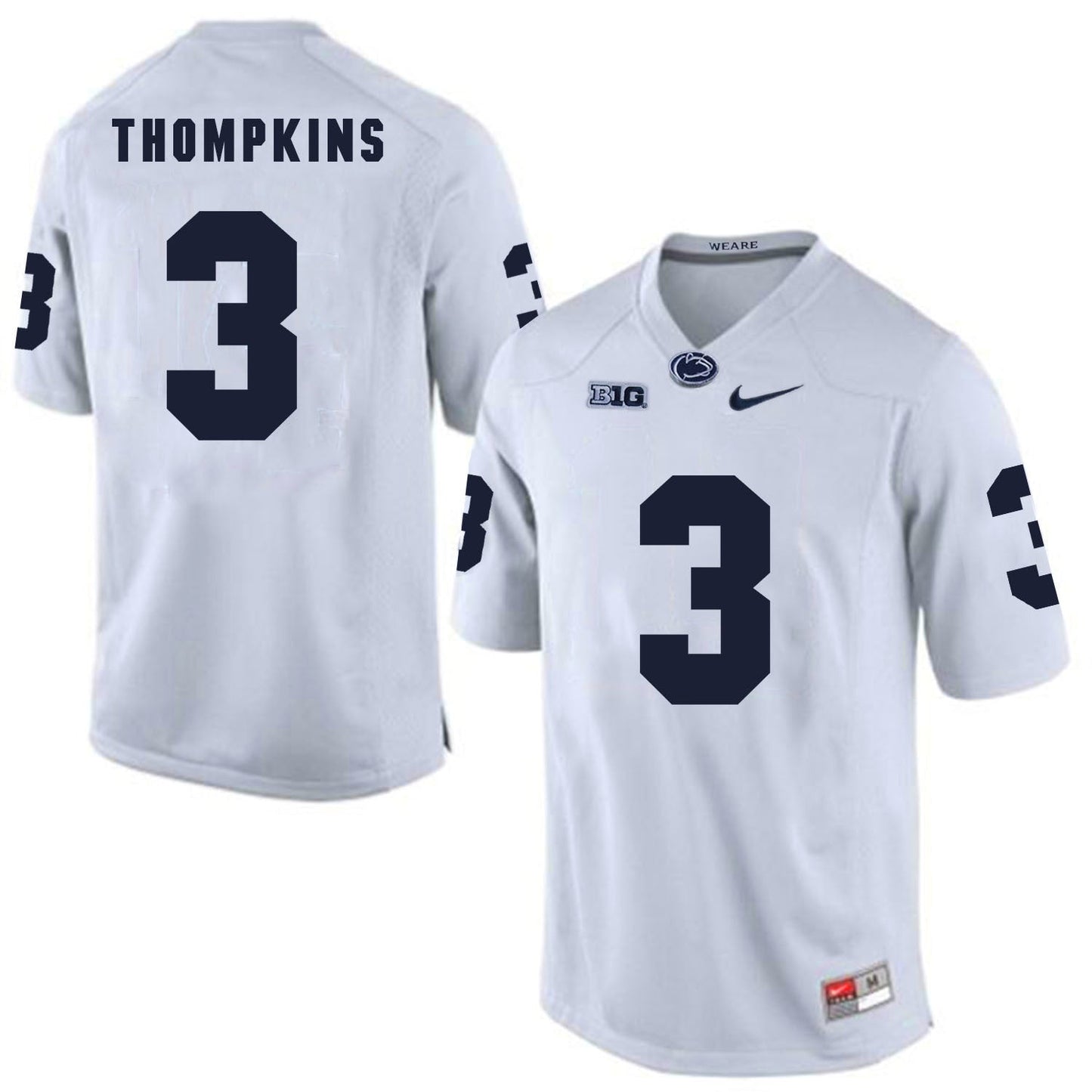 Penn State DeAndre Thompkins 3 White College Football Jersey football jersey product view 1